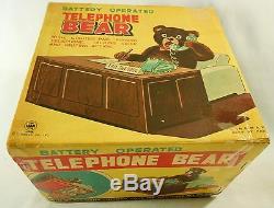 1950' s NIB, LINEMAR BATTERY OPERATED TIN LITHO TOY TELEPHONE BEAR ALL ORIGINAL