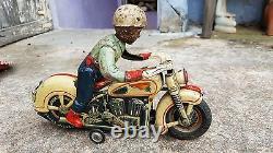 1950's VINTAGE RARE MODERN TOYS-POLICE BATTERY OPR. 11 MOTORCYCLE TIN TOY, JAPAN
