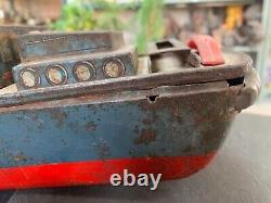 1950's Vintage Litho Tin Sea Fighter Ship Toy Battery Operated Toy Made In Japan