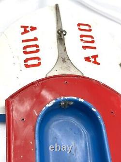 1950s Atwood A100 Speedster tin litho Model HYDROPLANE Boat Tin Toy Boat 16in