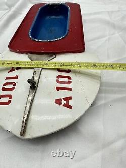 1950s Atwood A100 Speedster tin litho Model HYDROPLANE Boat Tin Toy Boat 16in