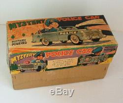 1950s BATTERY OPERATED JAPAN MYSTERY POLICE CAR BEAUTIFUL IN THE BOX