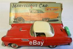 1950s Marvelous Toy Battery-Operated Tin RED CAR with Light & Box
