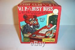 1950s V. I. P. THE BUSY BOSS TELEPHONE BEAR BATTERY OPERATED TIN LITHO TOY JAPAN