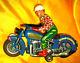 1950s Vintage Battery Operat Masudaya Tm World Champion Motorcycle Tin Toy Japan