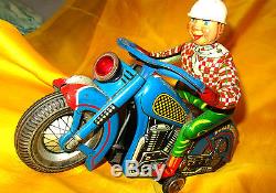 1950s Vintage Battery Operat Masudaya TM World Champion Motorcycle tin toy Japan