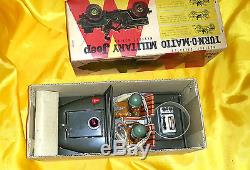 1950s Vintage Battery Operate Nomura Toys Turn-o-matic TIn celluloid Jeep Japan