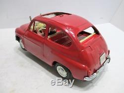 1959 Fiat 600 Battery Operated- Excellent Cond All Tin Made In Japan Works
