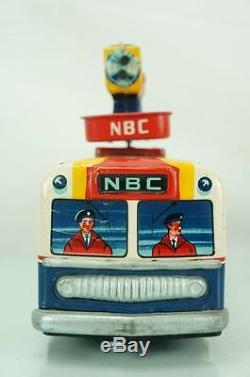 1960s Japan Rare Rca Nbc Mobile Color Tv Tin Toy Battery Operated Truck