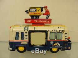 1960S JAPAN RARE RCA NBC MOBILE COLOR TV TIN TOY BATTERY OPERATED TRUCK With BOX