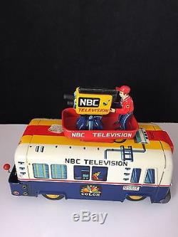 1960s Tin Litho Japan Rare Rca Nbc Mobile Color Tv Battery Operated Truck