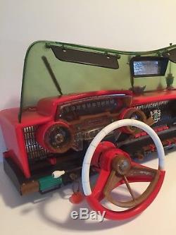 1960's Deluxe Reading Playmobile Toy Car Dashboard Dash Battery Operated with Key