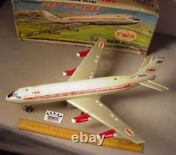 1960's Marx TWA Jet Plane Battery operated Tin Toy in Box Trans World Airlines