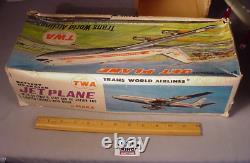 1960's Marx TWA Jet Plane Battery operated Tin Toy in Box Trans World Airlines