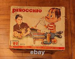 1960's Rosko Tin Battery Operated Pinocchio Xylophone Playing Toy in Box Japan
