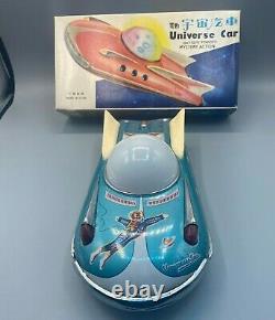 1960s-70s Battery Operated Universe Car Tin Litho Space Toy with Batteries