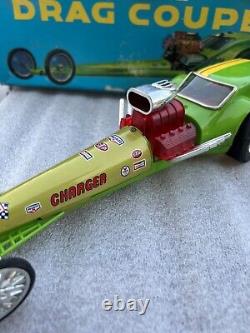 1960s Daiya T RANTULA Battery Operated Drag Coupe Tin Dragster in Box WORKS