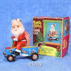 1960s SANTA PUMP MOBILE in BOX Christmas Battery Tin Toy NICE RARE