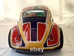1963 EMPI LOVE BUG VW BEETLE DRAG RACER CAR TOYBattery OperatedTaiyo Japan Tin