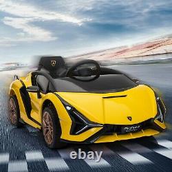 2021 TOBBI 12V Licensed Lamborghini Sian Yellow Kids Ride On Car Toy with Remote