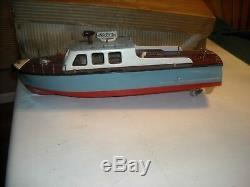 20 Ito Japanese Rare Harbor Patrol Battery Operated Wood Toy Boat For Sale