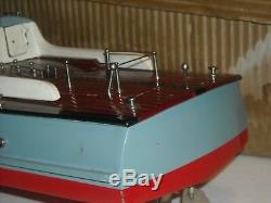 20 Ito Japanese Rare Harbor Patrol Battery Operated Wood Toy Boat For Sale