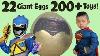 22 Giant Surprise Eggs 200 Toys Unboxing Power Rangers Spiderman Batman Disney Cars Ben 10 Pokemon