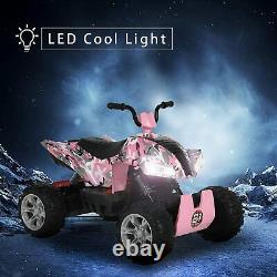 24V Kids ATV Ride On Quad 4 Wheeler Battery Powered Electric ATV Camo Pink