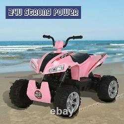 24V Kids ATV Ride On Quad 4 Wheeler Battery Powered Electric ATV Pink