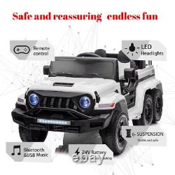 24V Kids Car 6WD Ride on Toy Power Wheels Truck withRemote Control Lockable Doors