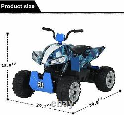 24V Kids Electric Ride On Car Quad ATV 4 Wheeler Battery Powered Camo Blue