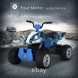 24V Kids Electric Ride On Car Quad ATV 4 Wheeler Battery Powered Camo Blue