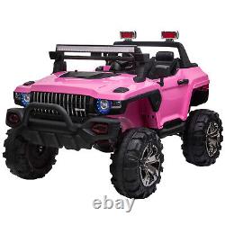 2-Seater Battery-Operated Kids Ride-on Police Truck with Music Horn, Pink
