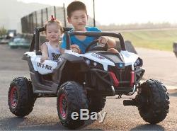 2 Seats Ride On Car Kids Buggy Atv 2x12 Volts Remote Control 4x4 Off Road White