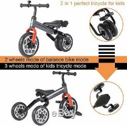 2 in 1 Foldable Land Rover Kids Ride On Tricycle Trike Toddler with Bell Orange