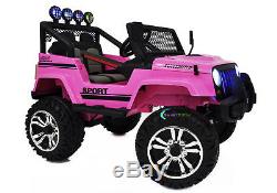 2 x 6V Electric Ride On Truck For 2 Kids Toy Car LED Lights Trunk AUX MP3 Pink