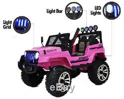 2 x 6V Electric Ride On Truck For 2 Kids Toy Car LED Lights Trunk AUX MP3 Pink