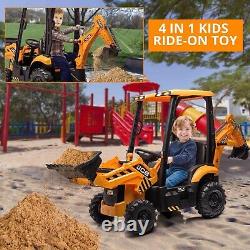 4-in-1 Kids Ride on Tractor Excavator Bulldozer 12V Truck Digger Remote Control