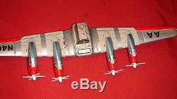 60's LARGE YONEZAWA TIN AMERICAN AIRLINES DC7C BATTERY OPERATED NEAR MINT WithBOX