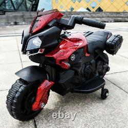 6V Battery Powered Red Kids Ride On Motorcycle 4 Wheel Bicycle Electric Toy Red