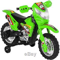 6V Electric Kids Ride On Motorcycle Dirt Bike With Training Wheels- Green