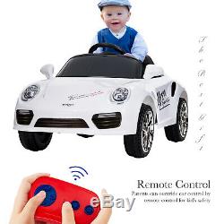 6V Electric Suspension Kids Ride On Car withMusic Remote Control LED Lights White
