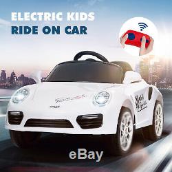 6V Electric Suspension Kids Ride On Car withMusic Remote Control LED Lights White
