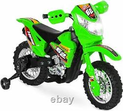 6V Kids Electric Battery Powered Ride-On Motorcycle Dirt Bike with Training Wheels