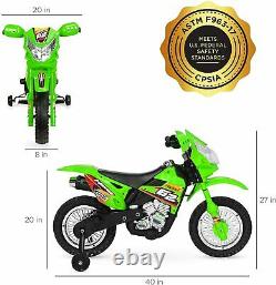 6V Kids Electric Battery Powered Ride-On Motorcycle Dirt Bike with Training Wheels