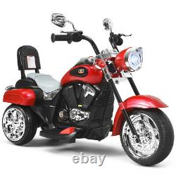 6V Kids Ride On Chopper Motorcycle 3 Wheel Trike with Headlight and Horn Red
