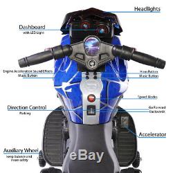 6V Kids Ride On Motorcycle Battery Powered Electric Toy WithTraining Wheels Blue