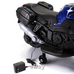 6V Kids Ride On Motorcycle Battery Powered Electric Toy WithTraining Wheels Blue