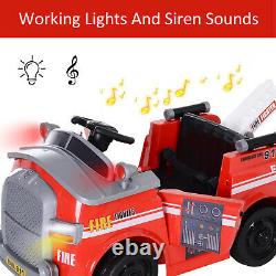 6v Kids Electric Ride On Fire Truck with Parental Remote Control and Music