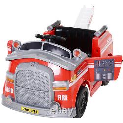 6v Kids Electric Ride On Fire Truck with Parental Remote Control and Music